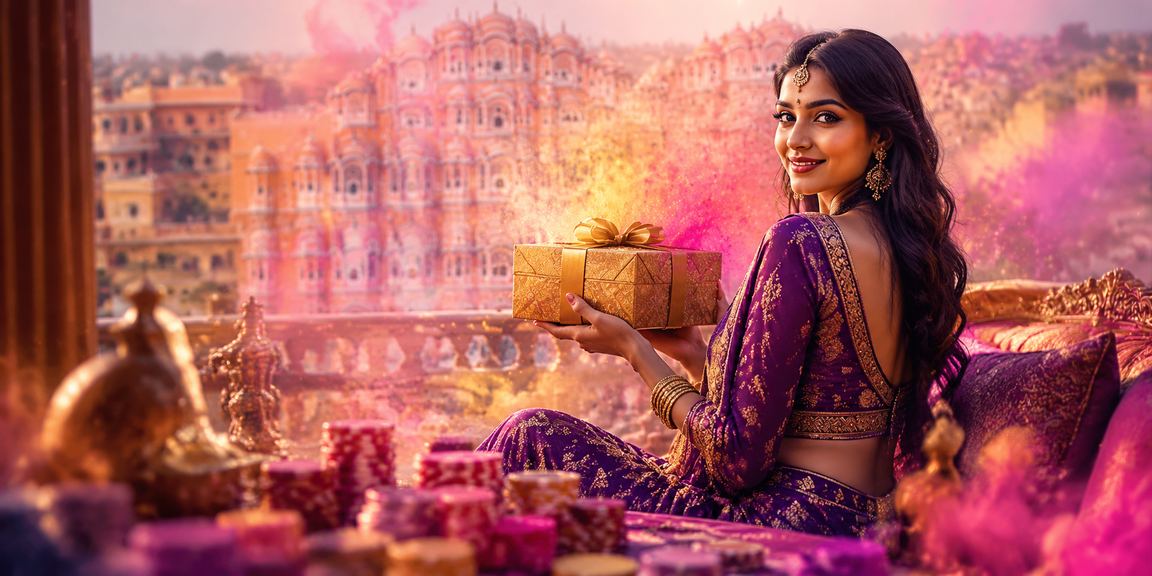 Jaipur Hawa Mahal with festive lights representing celebratory responsible gaming