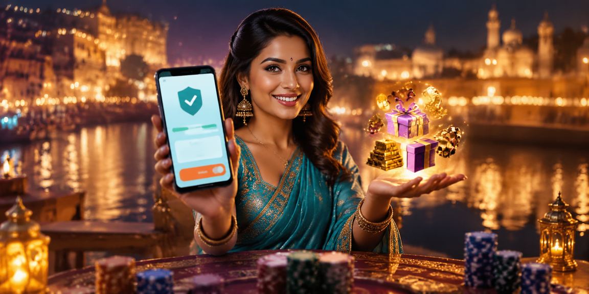 A woman in traditional saree enjoying playing online games